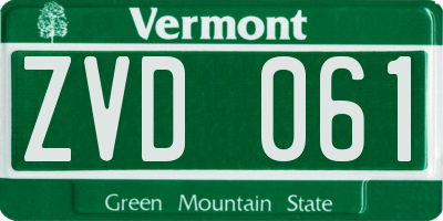 VT license plate ZVD061