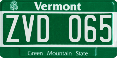 VT license plate ZVD065