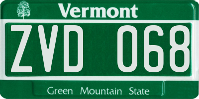 VT license plate ZVD068