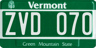 VT license plate ZVD070
