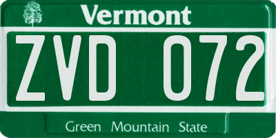 VT license plate ZVD072