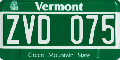 VT license plate ZVD075