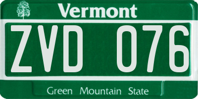 VT license plate ZVD076