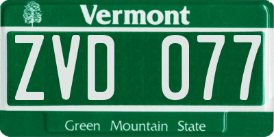 VT license plate ZVD077