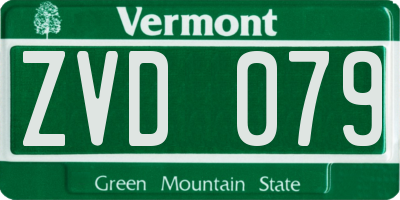 VT license plate ZVD079
