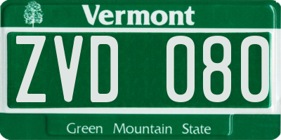 VT license plate ZVD080