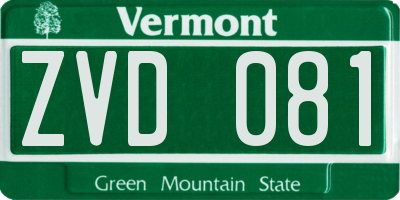 VT license plate ZVD081