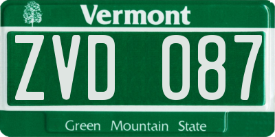 VT license plate ZVD087