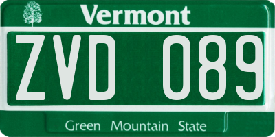 VT license plate ZVD089