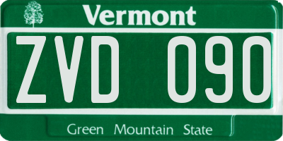 VT license plate ZVD090