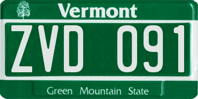 VT license plate ZVD091