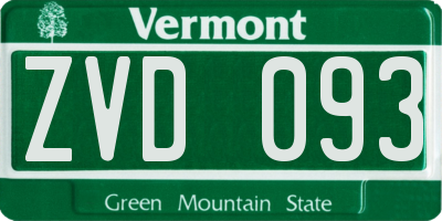 VT license plate ZVD093