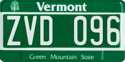 VT license plate ZVD096
