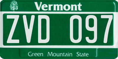 VT license plate ZVD097