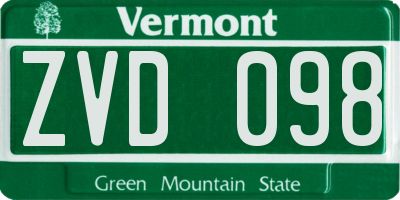 VT license plate ZVD098