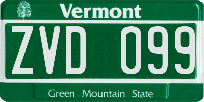 VT license plate ZVD099