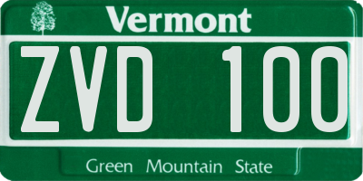 VT license plate ZVD100