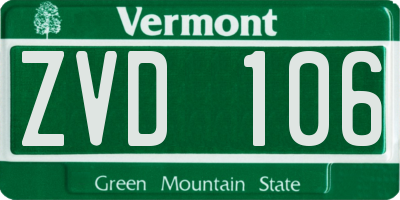 VT license plate ZVD106