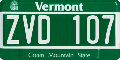 VT license plate ZVD107