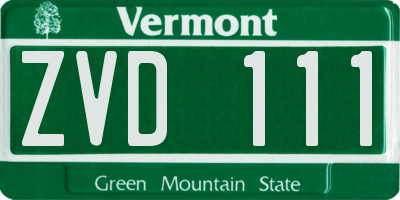VT license plate ZVD111