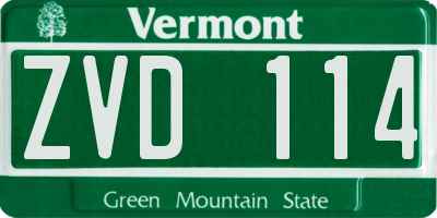 VT license plate ZVD114