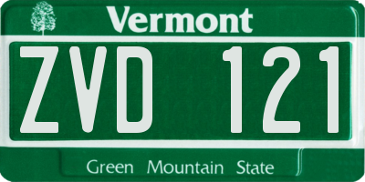 VT license plate ZVD121