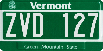 VT license plate ZVD127