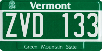 VT license plate ZVD133