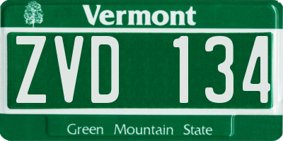 VT license plate ZVD134