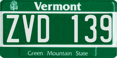 VT license plate ZVD139