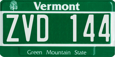 VT license plate ZVD144