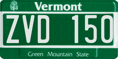 VT license plate ZVD150