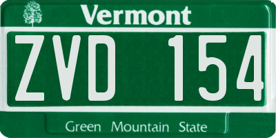 VT license plate ZVD154