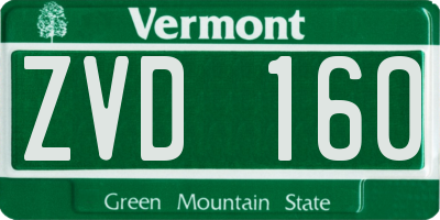 VT license plate ZVD160