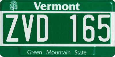 VT license plate ZVD165