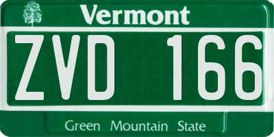 VT license plate ZVD166