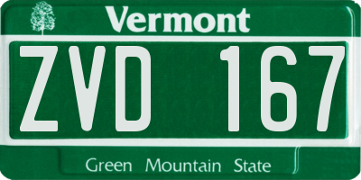 VT license plate ZVD167