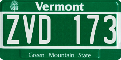 VT license plate ZVD173