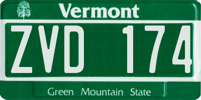 VT license plate ZVD174