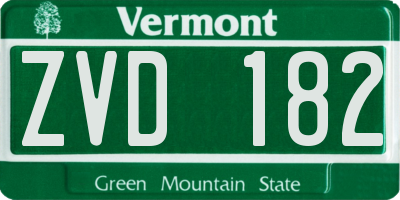 VT license plate ZVD182