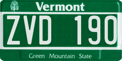 VT license plate ZVD190