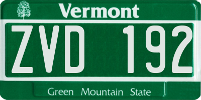 VT license plate ZVD192