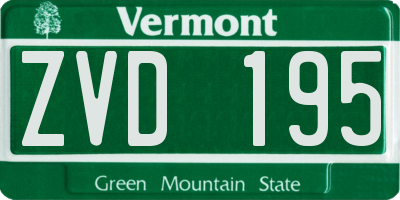 VT license plate ZVD195