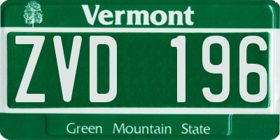 VT license plate ZVD196