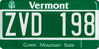 VT license plate ZVD198