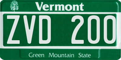 VT license plate ZVD200