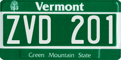 VT license plate ZVD201