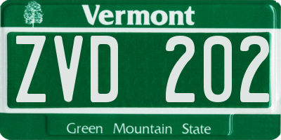 VT license plate ZVD202