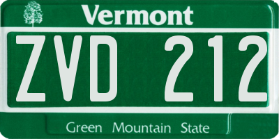 VT license plate ZVD212