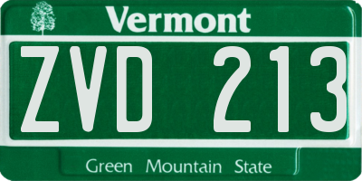 VT license plate ZVD213